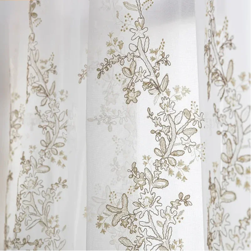 Cortina de Renda com Bordado Vazado para Sala e Quarto Lenogue