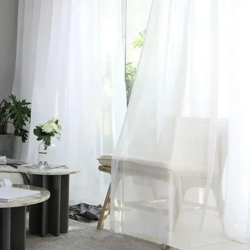 Cortina de Tule Branco Chiffon Super Leve para Sala e Quarto Lenogue