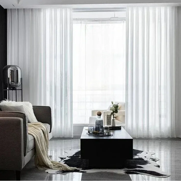 Cortina Voil Translúcida Branca com Ilhós Silenciosos Lenogue Branco / 130 x 250 Cm