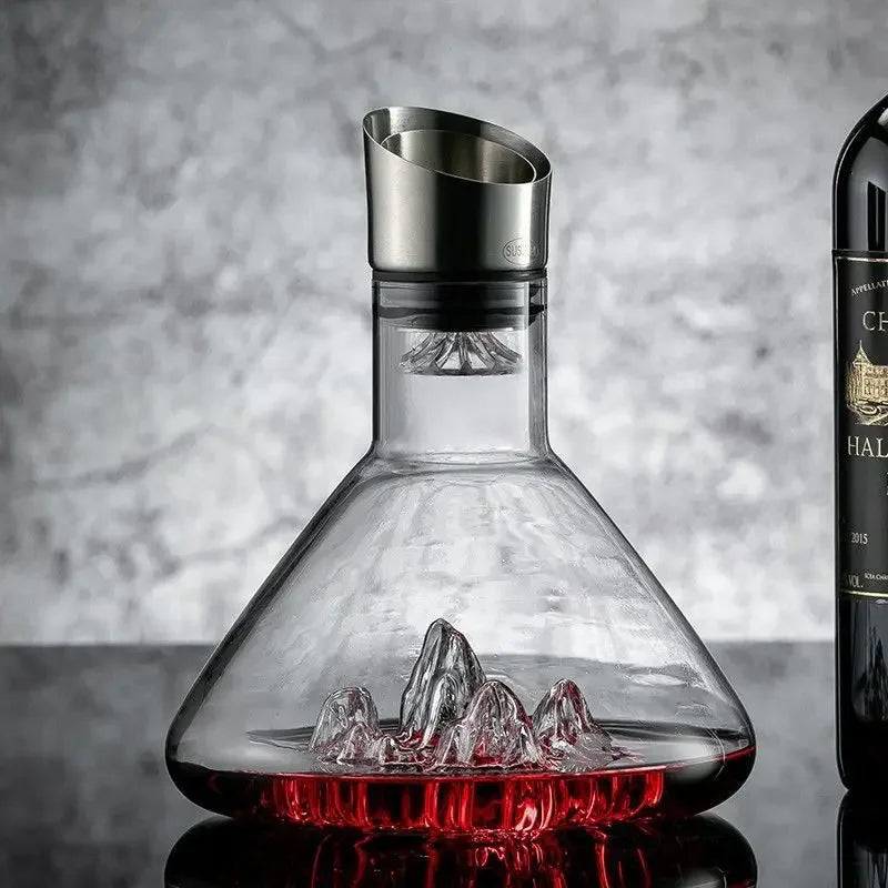 Decanter de Cristal Iceberg Feito à Mão para Bar e Bebidas Lenogue Transparente