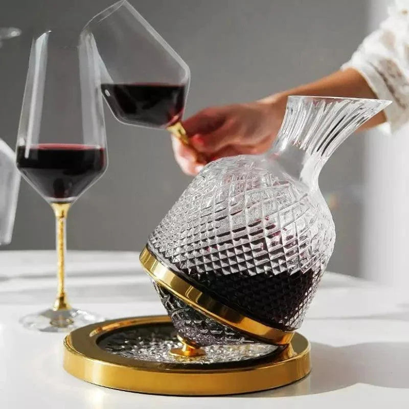 Decanter de Vinho Vidro Cristal 1500ml para Aeração Lenogue Dourado