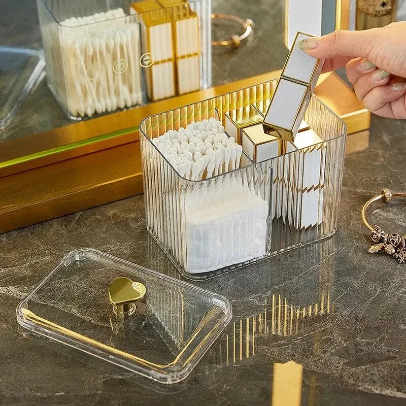 Dispensador Acrílico com Divisórias para Cotonetes Lenogue