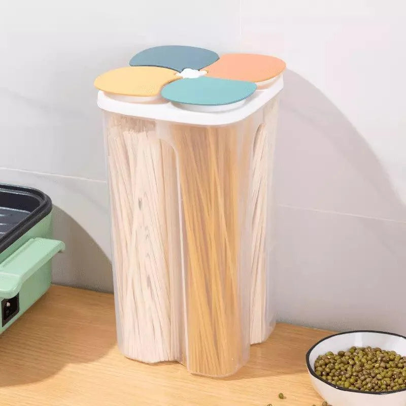 Dispensador de Alimentos e Cereais com 4 Divisórias para Cozinha Lenogue Amarelo / 2.3l