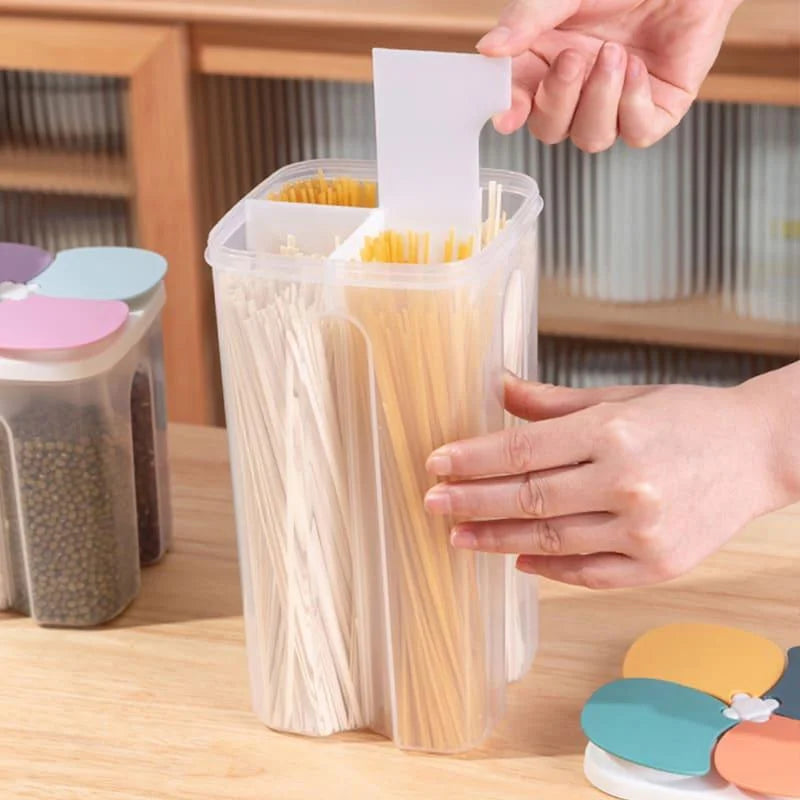 Dispensador de Alimentos e Cereais com 4 Divisórias para Cozinha Lenogue