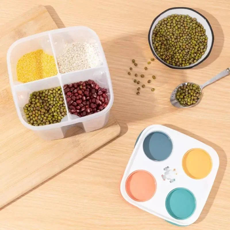 Dispensador de Alimentos e Cereais com 4 Divisórias para Cozinha Lenogue