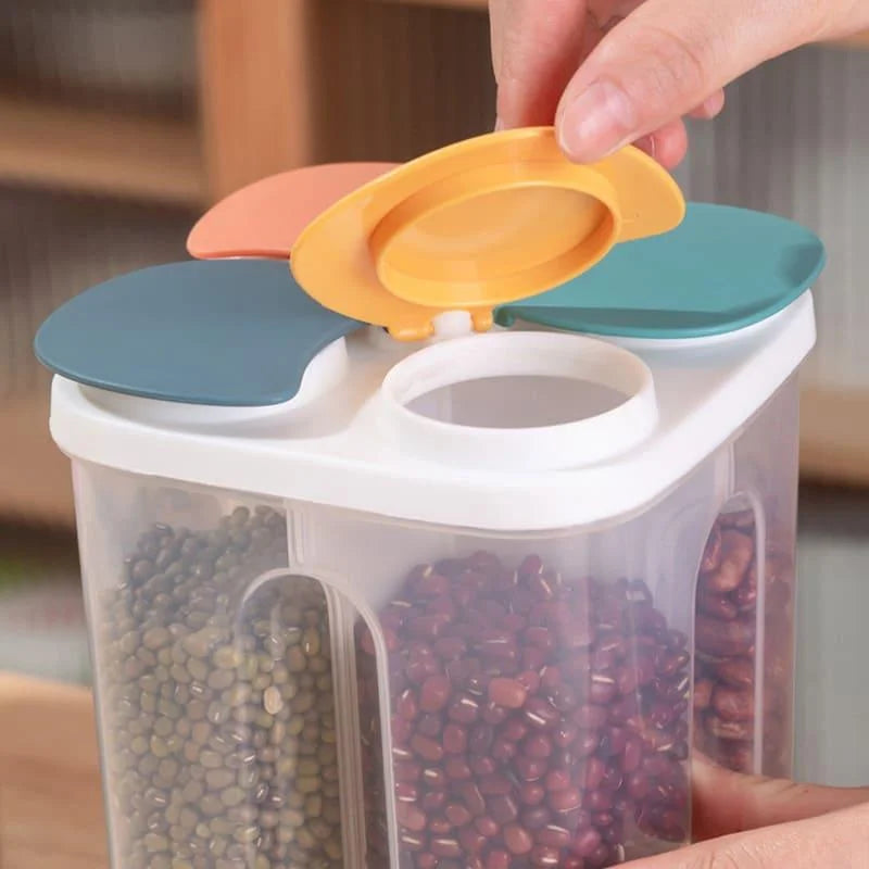 Dispensador de Alimentos e Cereais com 4 Divisórias para Cozinha Lenogue