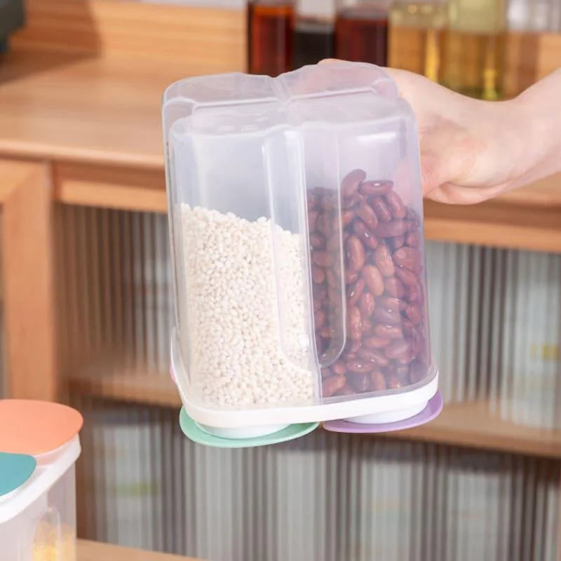 Dispensador de Alimentos e Cereais com 4 Divisórias para Cozinha Lenogue