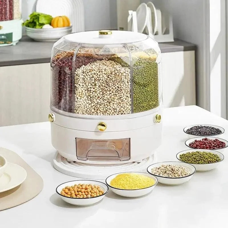 Dispensador Giratório de Alimentos e Cereais com 6 Compartimentos Lenogue Branco