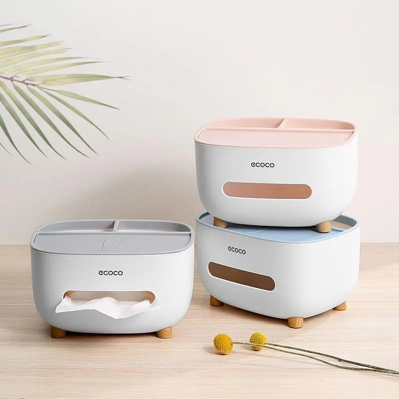 Dispenser Porta Lenço e Papel com Compartimento Multifuncional para Banheiro Lenogue