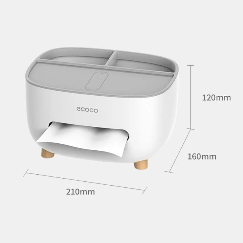 Dispenser Porta Lenço e Papel com Compartimento Multifuncional para Banheiro Lenogue