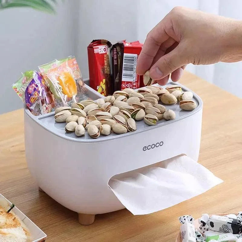 Dispenser Porta Lenço e Papel com Compartimento Multifuncional para Banheiro Lenogue