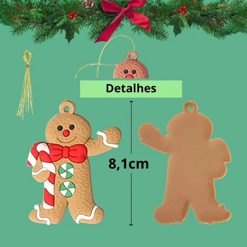Enfeite de Natal em Formato Biscoito com 12 Unidades Lenogue