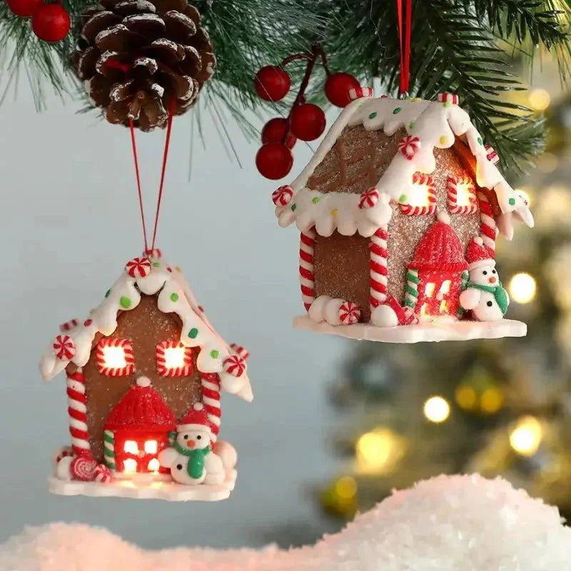 Enfeite de Natal Rústico Pingente Casinhas para árvore Lenogue Modelo 05