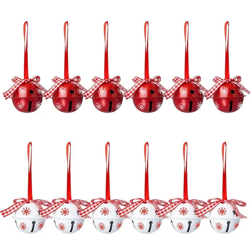 Enfeites de Natal Metal com Sinos e Flocos Neve Lenogue Floco / 12 Peças (40 Mm)