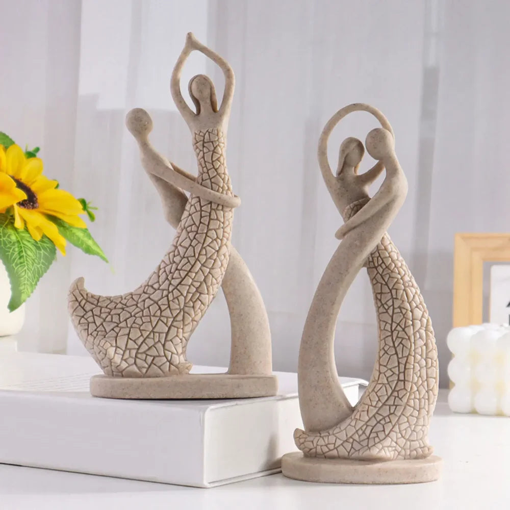 Escultura Abstrata de Casal para Mesa e Decoração Moderna Lenogue