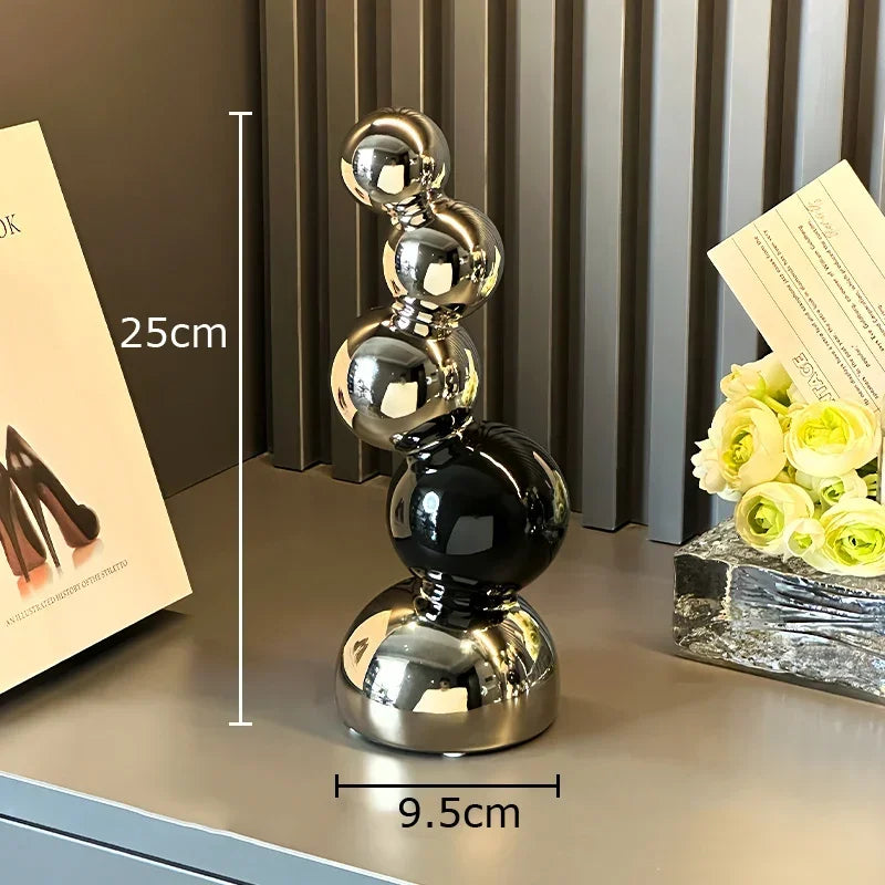 Escultura Abstrata Esférica em Cerâmica Geométrica para Sala e Escritório Lenogue