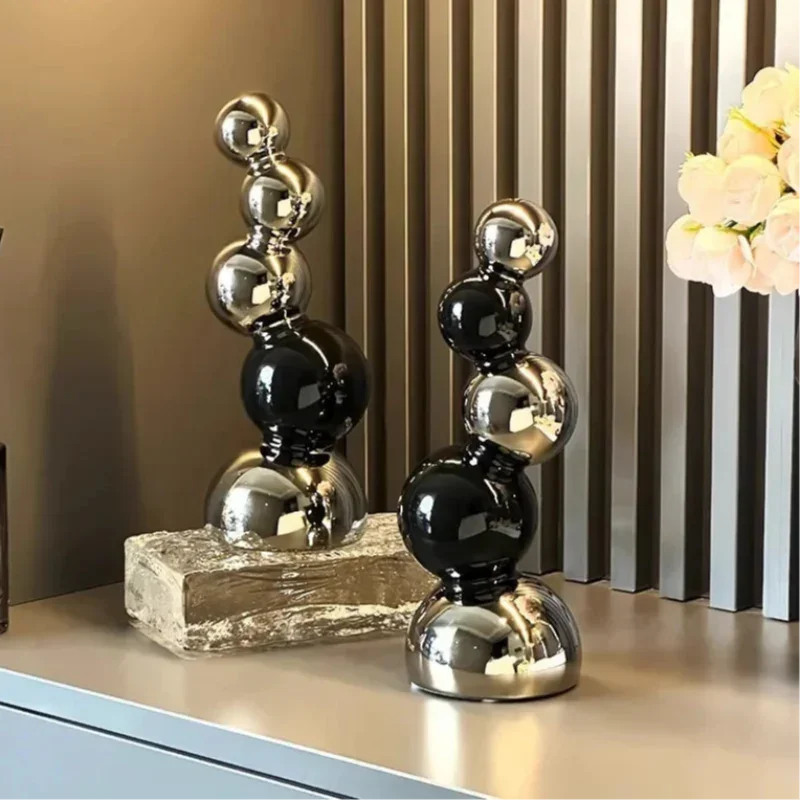 Escultura Abstrata Esférica em Cerâmica Geométrica para Sala e Escritório Lenogue