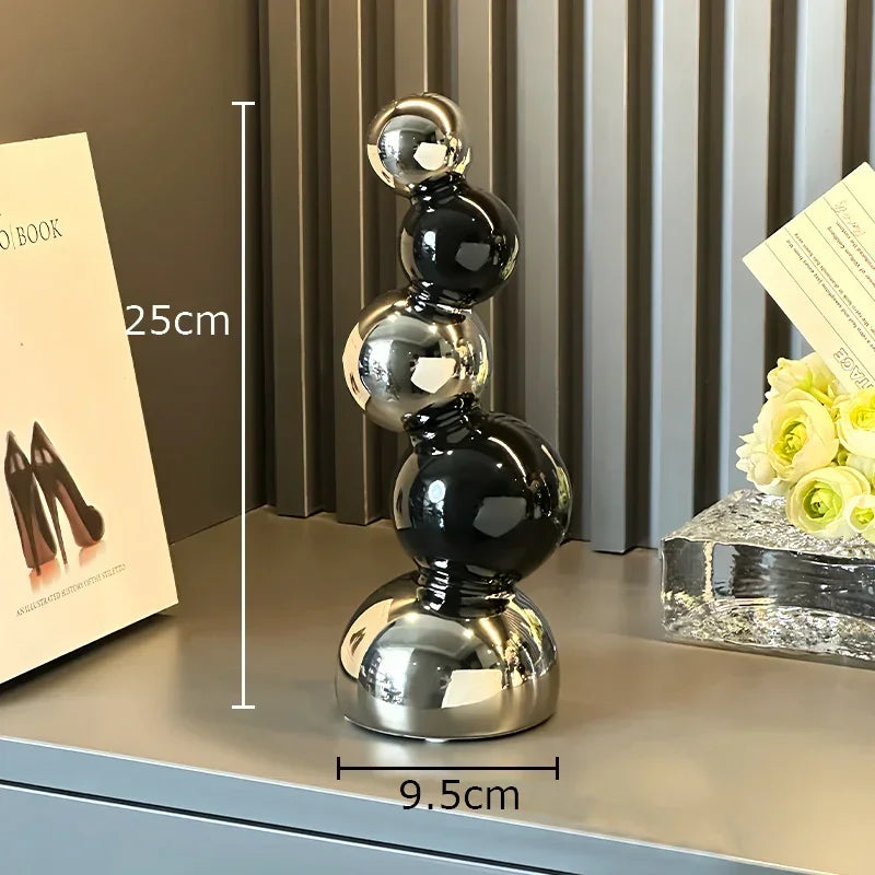 Escultura Abstrata Esférica em Cerâmica Geométrica para Sala e Escritório Lenogue