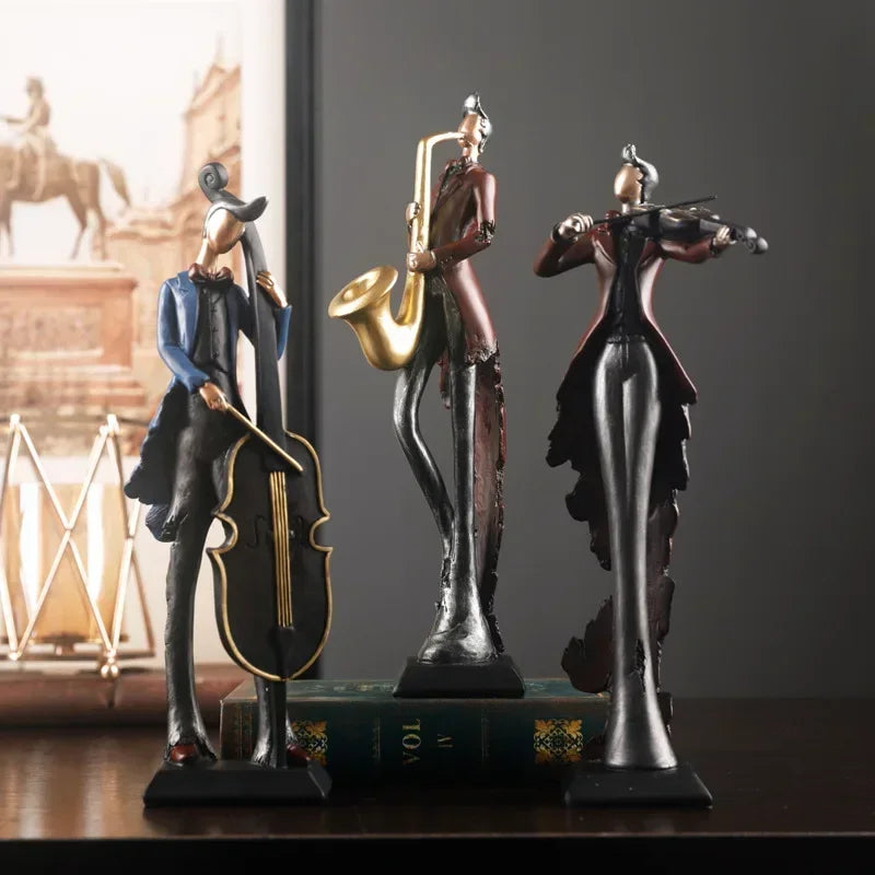 Escultura Decorativa de Resina Instrumentos Musicais Estilo Vintage Lenogue