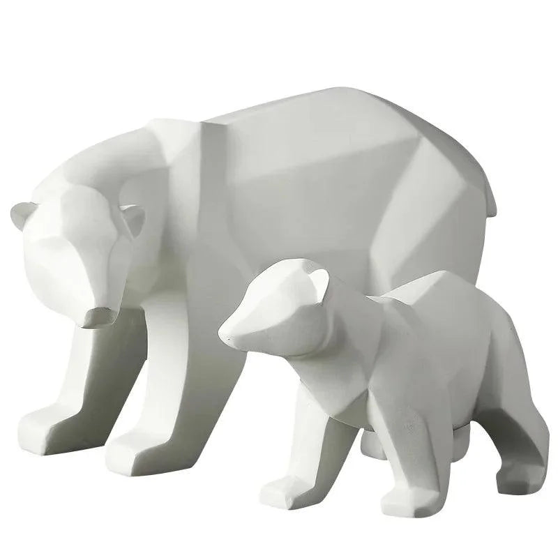 Escultura Decorativa de Urso Polar Geométrico em Resina Lenogue