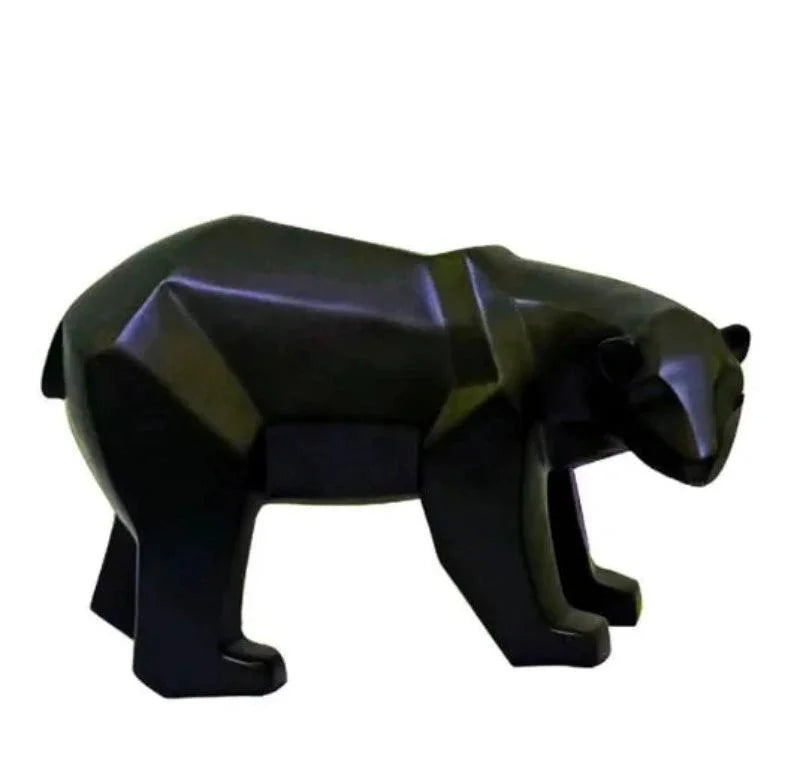 Escultura Decorativa de Urso Polar Geométrico em Resina Lenogue