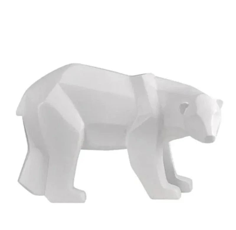 Escultura Decorativa de Urso Polar Geométrico em Resina Lenogue