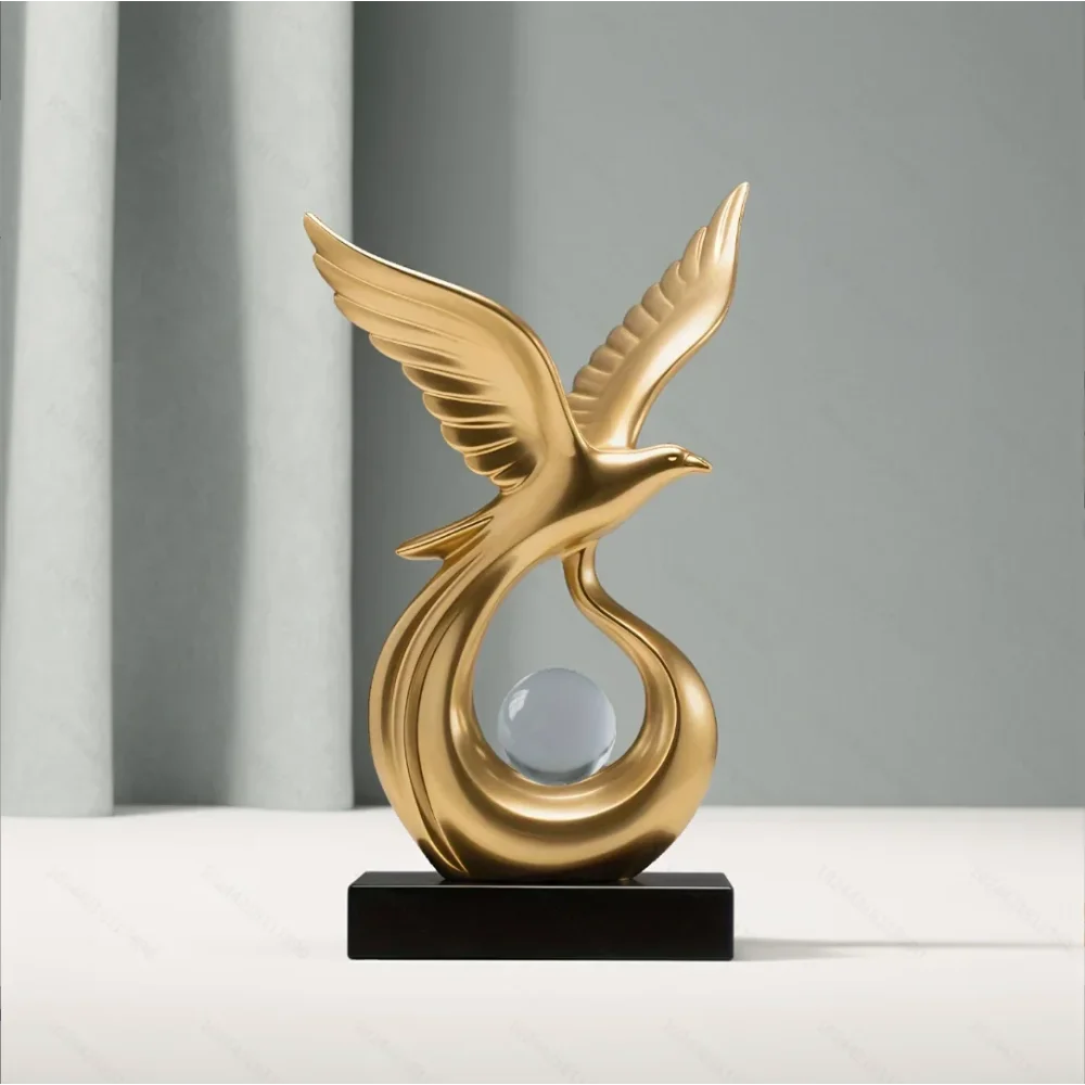 Escultura Decorativa Símbolo de Prosperidade em Resina Premium Lenogue Dourado