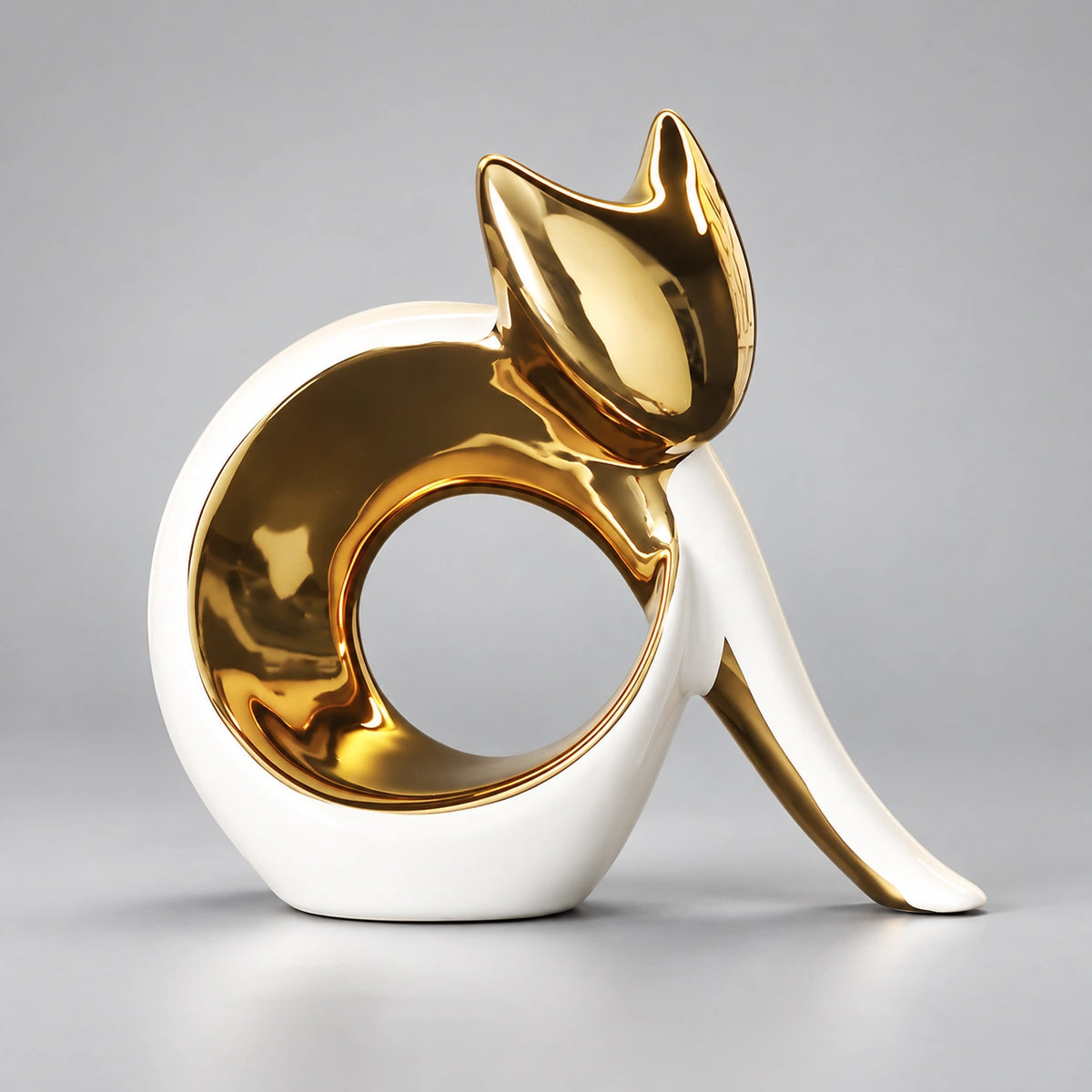 Escultura Felina Belle Design Abstrato Porcelana Lenogue