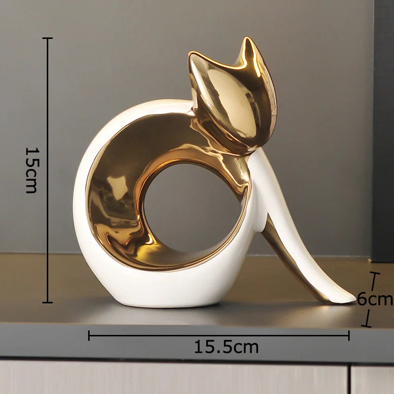 Escultura Felina Belle Design Abstrato Porcelana Lenogue