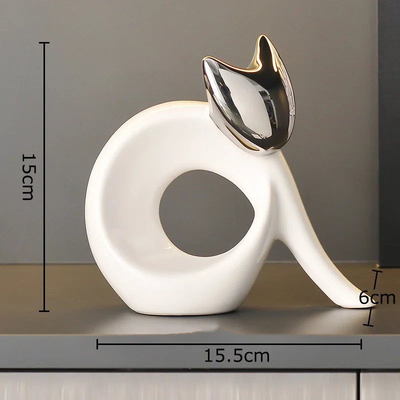 Escultura Felina Belle Design Abstrato Porcelana Lenogue