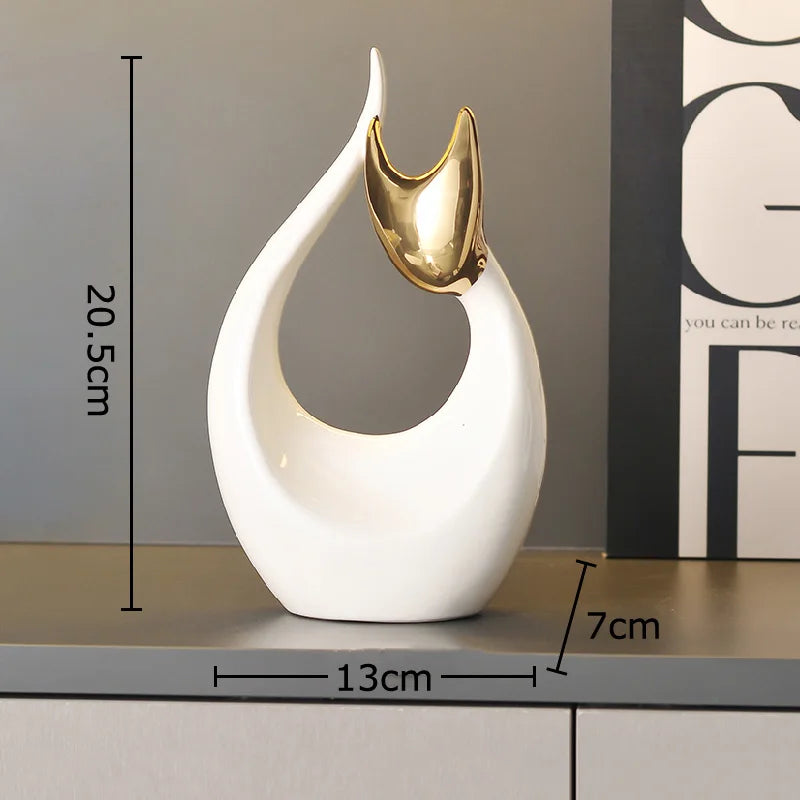 Escultura Felina Belle Design Abstrato Porcelana Lenogue