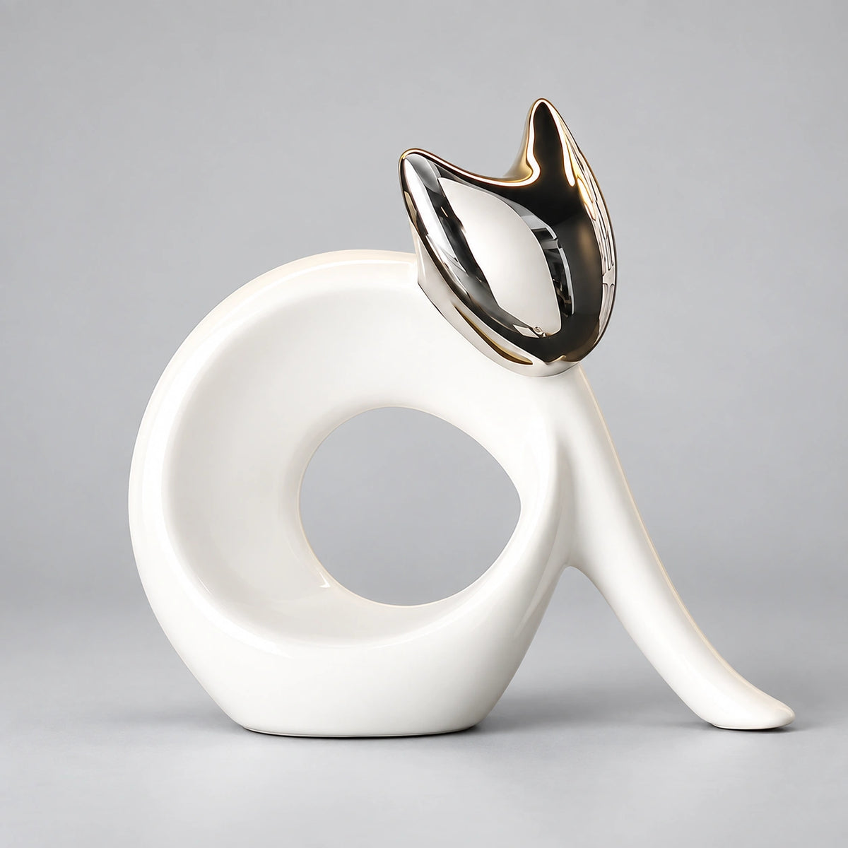 Escultura Felina Belle Design Abstrato Porcelana Lenogue