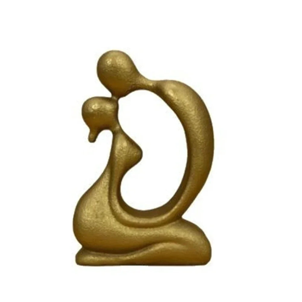 Escultura Moderna de Casal se Beijando em Resina Lenogue