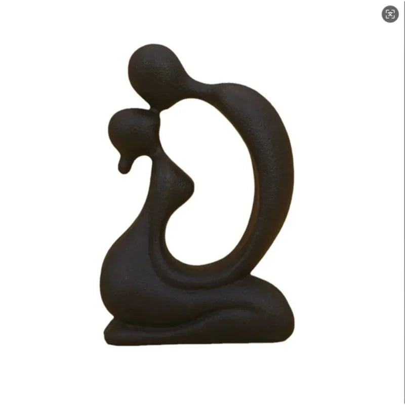 Escultura Moderna de Casal se Beijando em Resina Lenogue