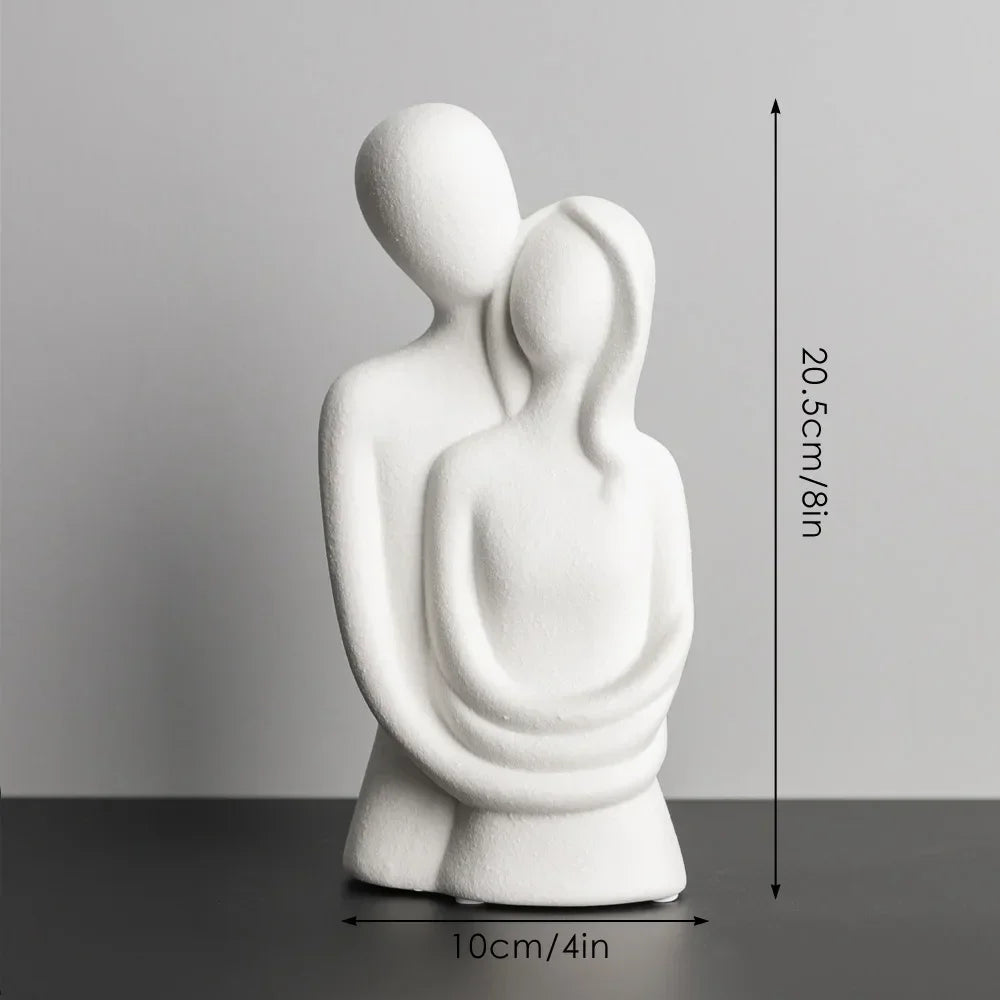 Escultura Nórdica de Casal Abstrato em Cerâmica Fosca Lenogue