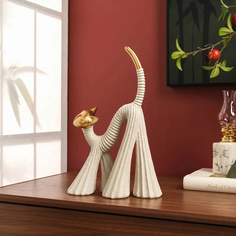 Escultura Resina Éclat Gato Abstrato Design Artístico Lenogue