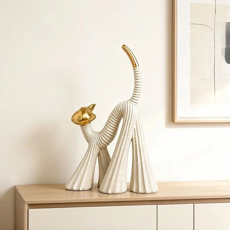 Escultura Resina Éclat Gato Abstrato Design Artístico Lenogue