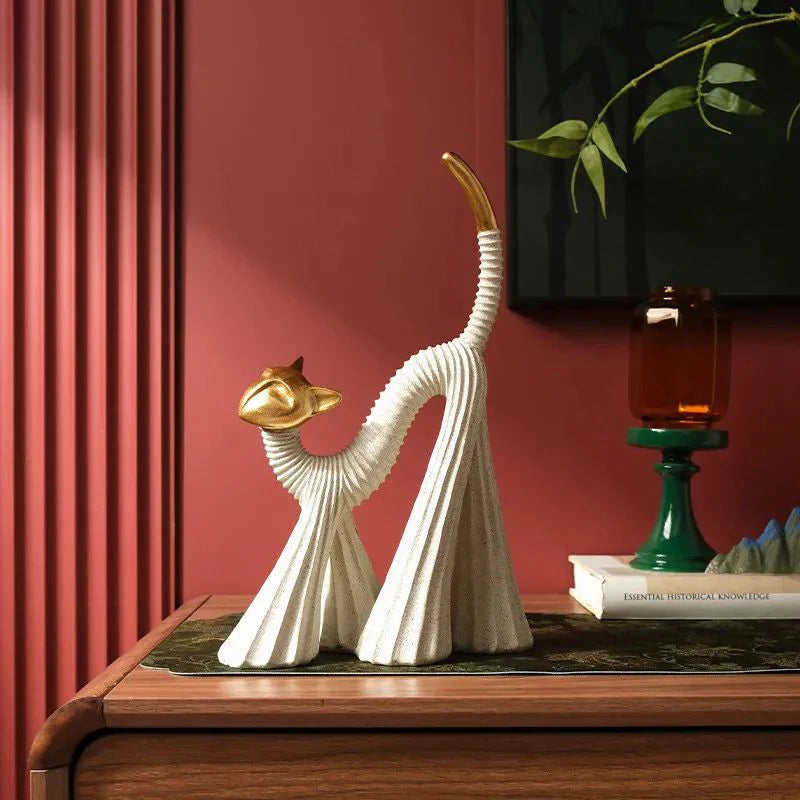Escultura Resina Éclat Gato Abstrato Design Artístico Lenogue