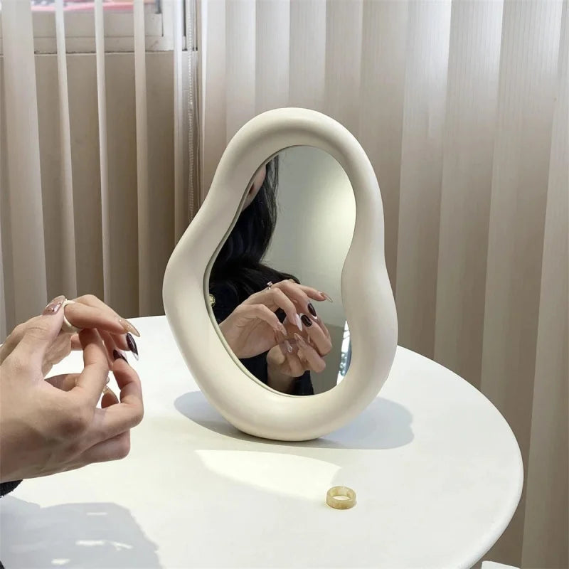 Espelho Decorativo de Maquiagem com Moldura Cerâmica Lenogue Branco / 22 x 30 Cm