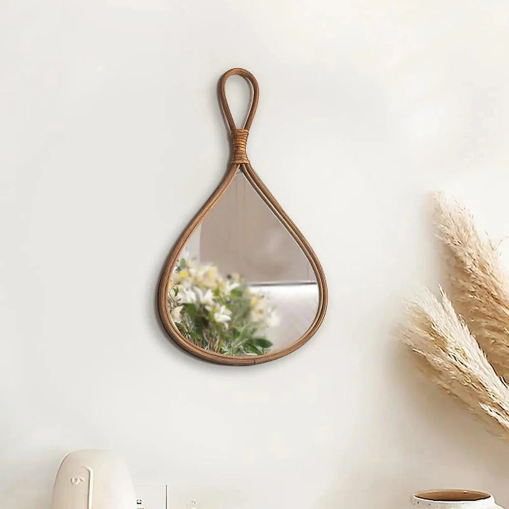 Espelho Oval de Rattan Natural Feito à Mão para Decoração Lenogue