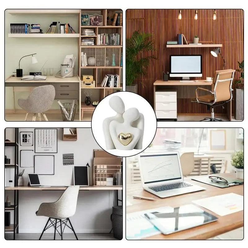 Estátua de Casal em Cerâmica para Decoração Moderna Lenogue