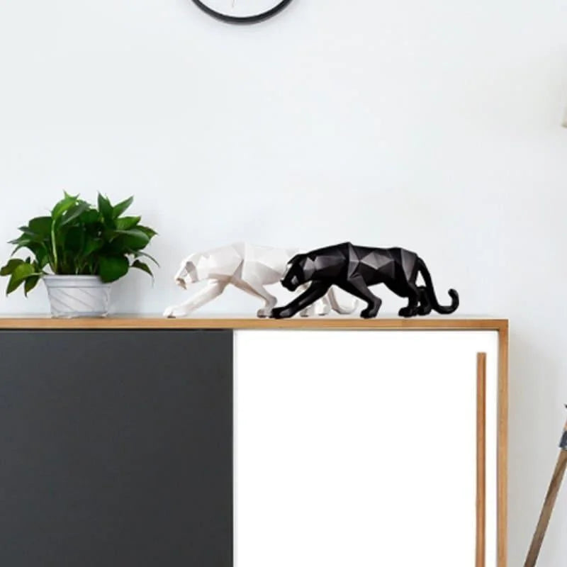 Estátua de Leopardo em Resina para Decoração Mesa Lenogue
