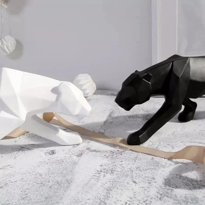 Estátua de Leopardo em Resina para Decoração Mesa Lenogue
