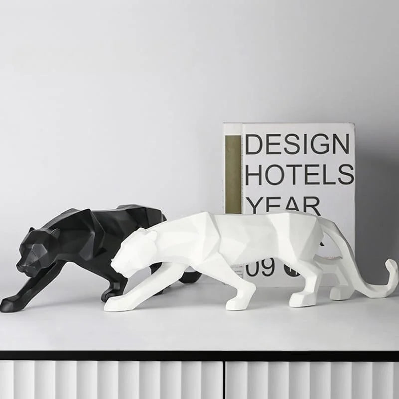 Estátua de Leopardo em Resina para Decoração Mesa Lenogue