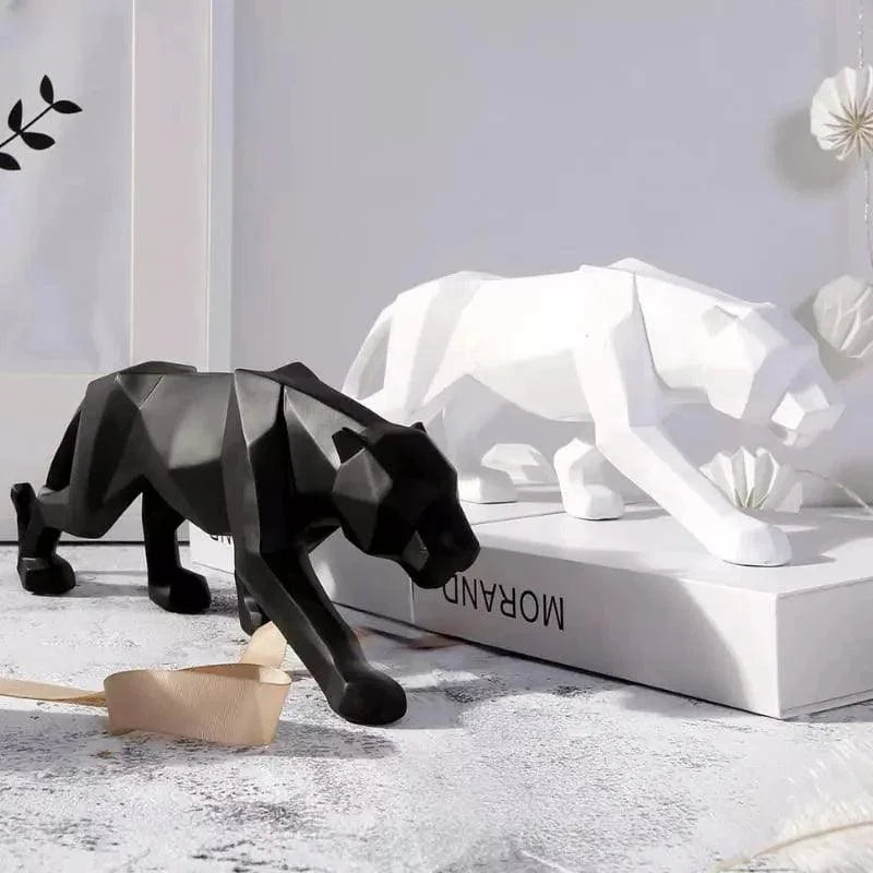 Estátua de Leopardo em Resina para Decoração Mesa Lenogue