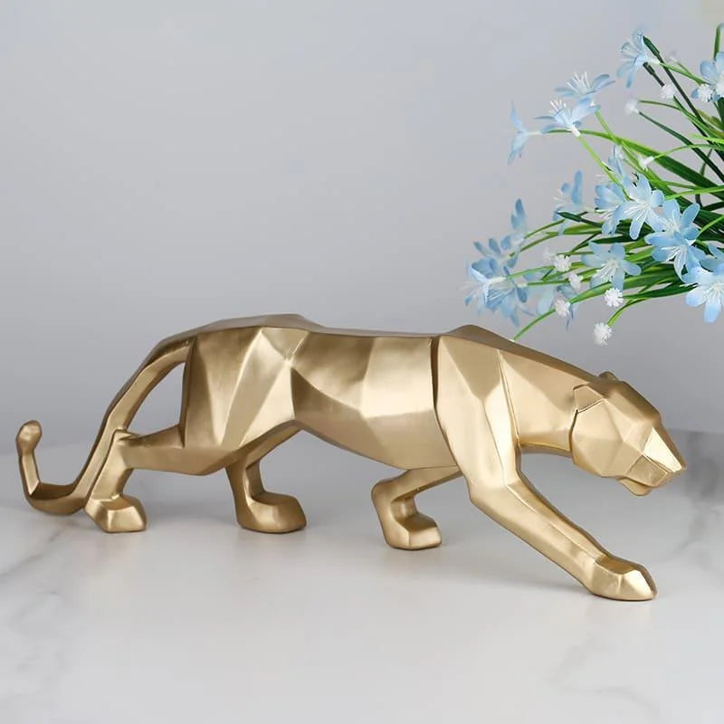Estátua de Leopardo em Resina para Decoração Mesa Lenogue