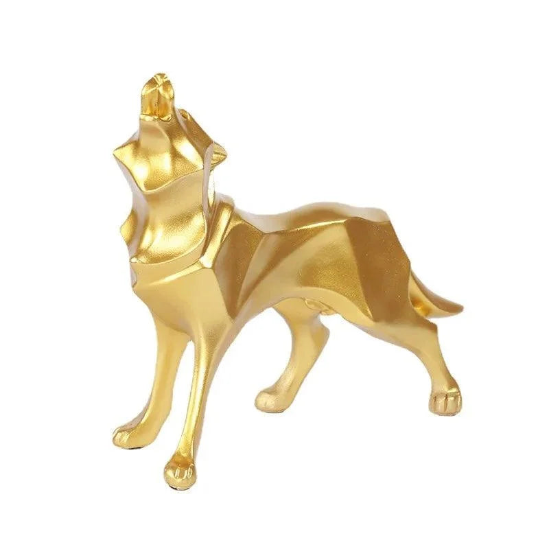 Estátua de Lobo Geométrico em Resina Estilo Nórdico Lenogue