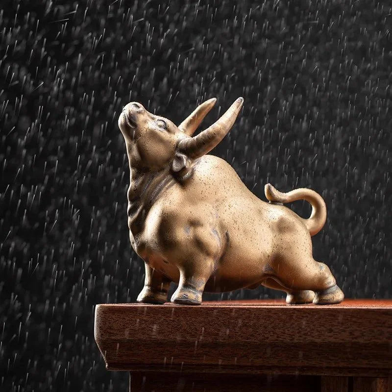Estátua de Touro em Cerâmica para Decoração Lenogue