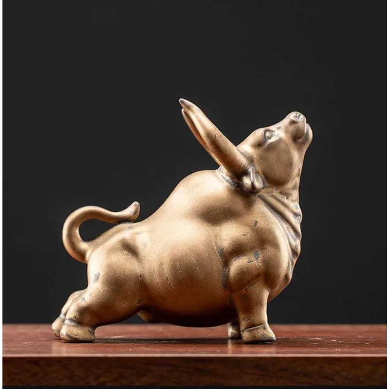 Estátua de Touro em Cerâmica para Decoração Lenogue Mod. 02 - Bronze