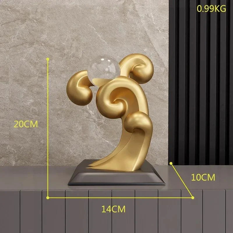 Estátua Moderna de Resina com Bola Cristal para Decoração Lenogue Mod.04 - 43cm